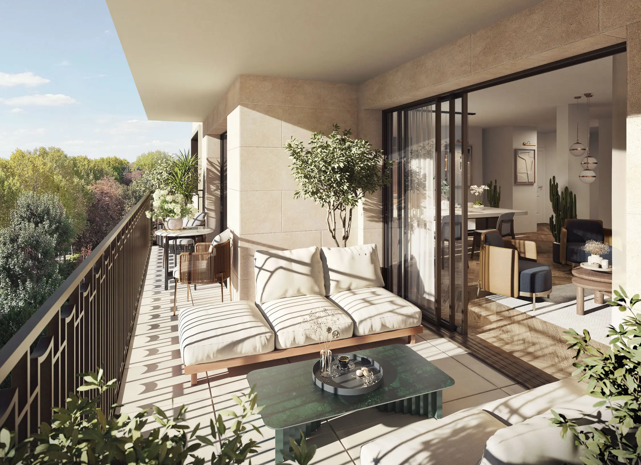 Généreux balcon d’un appartement de luxe du programme immobilier neuf 58 Victor Hugo à Neuilly-sur-Seine